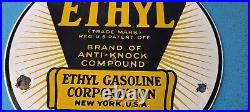 Vintage Ethyl Gasoline Sign 8 Gas & Motor Oil Pump Service Porcelain Sign
