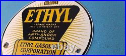 Vintage Ethyl Gasoline Sign 8 Gas & Motor Oil Pump Service Porcelain Sign