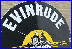 Vintage Evinrude Outboard Motors Porcelain Dealership Sign Sales Service Gas Oil