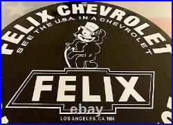 Vintage Felix The Cat Chevrolet Porcelain Vintage Gas Auto Motor Trucks Service