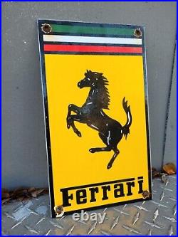 Vintage Ferrari Porcelain Sign Italian Dealer Garage Italysport Race Car Gas Oil