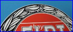 Vintage Fiat Porcelain Gas Oil Automobile Sales & Service Dealer Pump Plate Sign