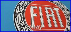 Vintage Fiat Porcelain Gas Oil Automobile Sales & Service Dealer Pump Plate Sign