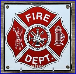 Vintage Fire Department Porcelain Sign Fire Fighter Rescue Police Ems Gas Oil