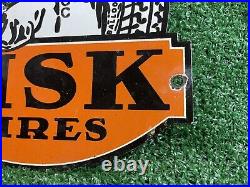 Vintage Fisk Tires Porcelain Sign Car Parts Service Center Automobile Gas Oil