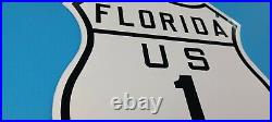 Vintage Florida 1 Porcelain Us Gas Auto Highway Road Dot Service Transport Sign