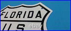 Vintage Florida 1 Porcelain Us Gas Auto Highway Road Dot Service Transport Sign