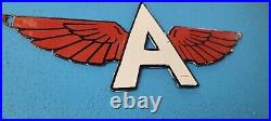 Vintage Flying A Gasoline Porcelain Aviation Wings Service Station Gas Pump Sign