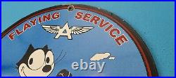 Vintage Flying A Gasoline Porcelain Gas Oil Service Pump Plate Aviation Sign