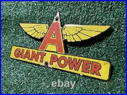 Vintage Flying A Porcelain Sign Giant Power Gas Oil Service Station Figural Lube