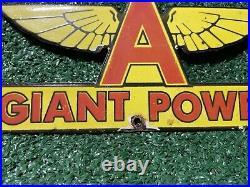 Vintage Flying A Porcelain Sign Giant Power Gas Oil Service Station Figural Lube