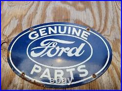 Vintage Ford Porcelain Sign Genuine Auto Parts Dealer Gas Station Oil Service