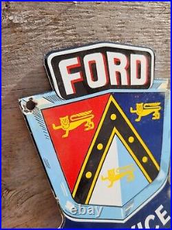 Vintage Ford Porcelain Sign Oil Gas Dealer American Service Car Sales Garage