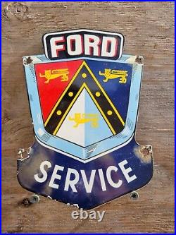 Vintage Ford Porcelain Sign Oil Gas Dealer American Service Car Sales Garage