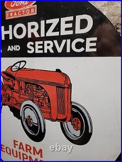 Vintage Ford Tractor Porcelain Sign 30 Farm Gas Automobile Dealer Sales Service