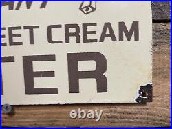 Vintage Funks Dairy Company Porcelain Sign Sweet Cream Butter Farm Milk Gas Oil