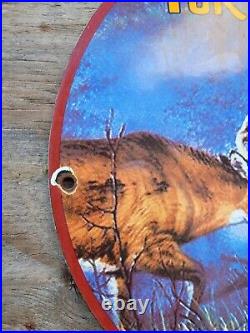 Vintage Fur Fish Game Porcelain Sign Hunting Fishing Gun Gas Oil Ar Harding 12