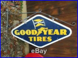 Vintage GOODYEAR TIRES Porcelain 1953 Sign Gas Oil Gasoline Very Good Condition