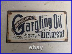 Vintage Gargling Oil Porcelain Enamel Gas Station Sign