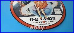 Vintage General Electric Porcelain Gas Service Station Pump Circline Lamp Sign