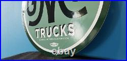 Vintage General Motors Porcelain Gas Gmc Auto Trucks Sales Service Dealer Sign