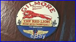 Vintage Gilmore Gasoline Porcelain Champion Gas Service Station Pump Plate Sign