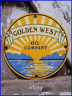 Vintage Golden West Porcelain Sign Gas Oil Company 1949 Motor Engine Sunset 10