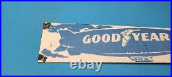 Vintage Goodyear Blimp Porcelain Gas Oil Tires Service Pump Plate Aviation Sign