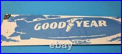 Vintage Goodyear Blimp Porcelain Gas Oil Tires Service Pump Plate Aviation Sign