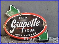 Vintage Grapette Soda Porcelain Sign Beverage Cola Drink Coke Pop Grape Gas Oil