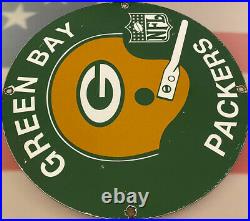 Vintage Green Bay Packers Porcelain Stadium Sign Wisconsin NFL Lambeau Field