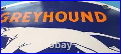 Vintage Greyhound Porcelain Gas Bus Lines Transportation Auto Dog Service Sign