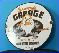 Vintage Grumpy's Garage Porcelain Mechanic Hot Rod Automobile Gas Station Sign