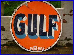 Vintage Gulf Gas sign double sided porcelain 42