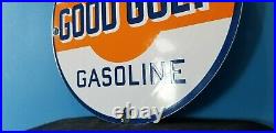 Vintage Gulf Gasoline Porcelain Gas Oil Service Station Pump Plate Oil Rack Sign