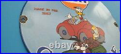 Vintage Gulf Gasoline Porcelain Gas Walt Disney Service Station Pump Plate Sign