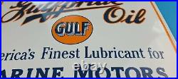 Vintage Gulfpride Gasoline Porcelain Gas Oil 16 Service Station Pump Plate Sign