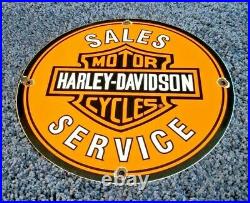 Vintage Harley Davidson Motorcycle Porcelain Gas Service Station Pump Sign