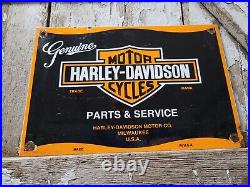 Vintage Harley Davidson Motorcycle Porcelain Sign Gas Oil Biker Parts & Service