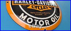 Vintage Harley Davidson Motorcycles Porcelain Gas Service Dome Motor Oil Sign