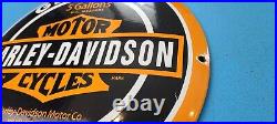 Vintage Harley Davidson Motorcycles Porcelain Gas Service Dome Motor Oil Sign