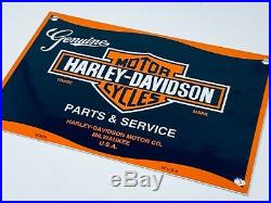 Vintage Harley Davidson Parts & Service Advertising Porcelain Gas & Oil Sign