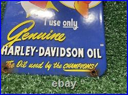 Vintage Harley Davidson Porcelain Sign Genuine Motorcycle Oil Gas Sales Service