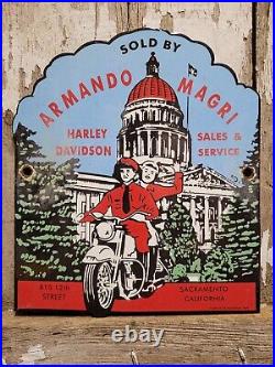 Vintage Harley Davidson Porcelain Sign Motorcycle Dealer Sales Gas Oil Service