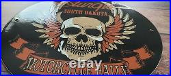 Vintage Harley Davidson Porcelain Skull Chicken Wings Gas Service Station Sign