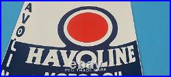 Vintage Havoline Gasoline Porcelain Gas Auto Oil Quart Can Service Station Sign