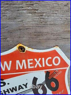 Vintage Highway 66 Association Porcelain Sign Old New Mexico Gas Oil Roadway