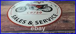 Vintage Honda Porcelain Motorcycle Cb750 Gas Oil Pump Plate Service Sales Sign