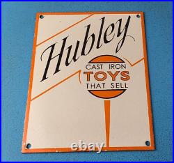 Vintage Hubley Cast Iron Toys Sign Porcelain Advertisement Gas Oil Pump Sign