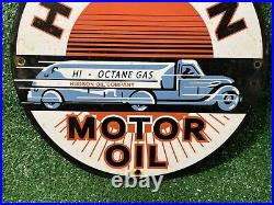 Vintage Hudson Motor Oil Porcelain Sign Gas Station Advertising Automobile Car